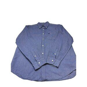 American Eagle, Men's Classic Fit Long Sleeve Button Down Shirt XXL Blue